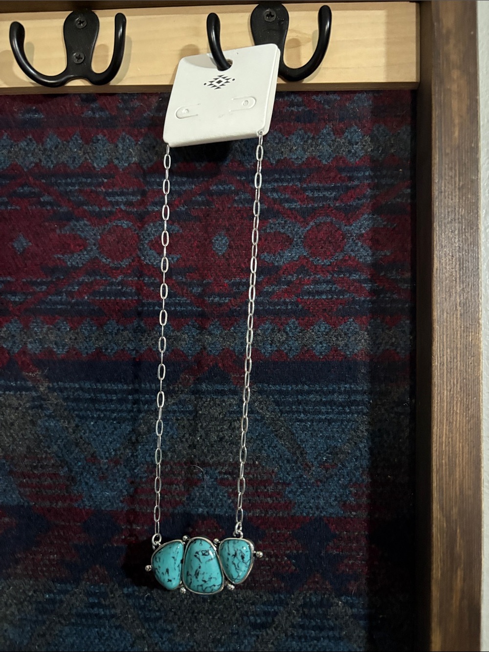 Turquoise Stone Pendant Necklace - Silver Chain